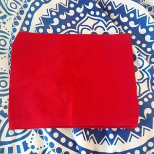 Red ribbed stretchy tube top